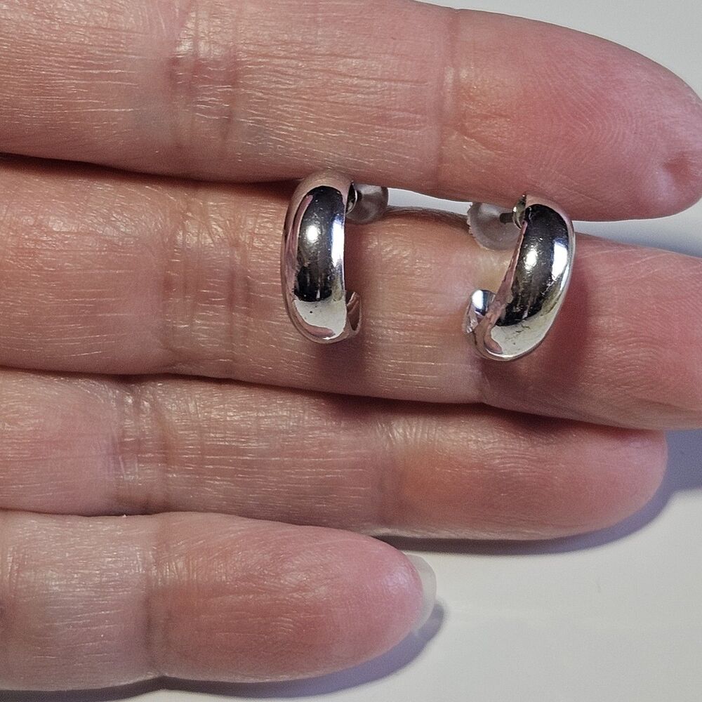 Silver Tone Dainty Hoop Earrings